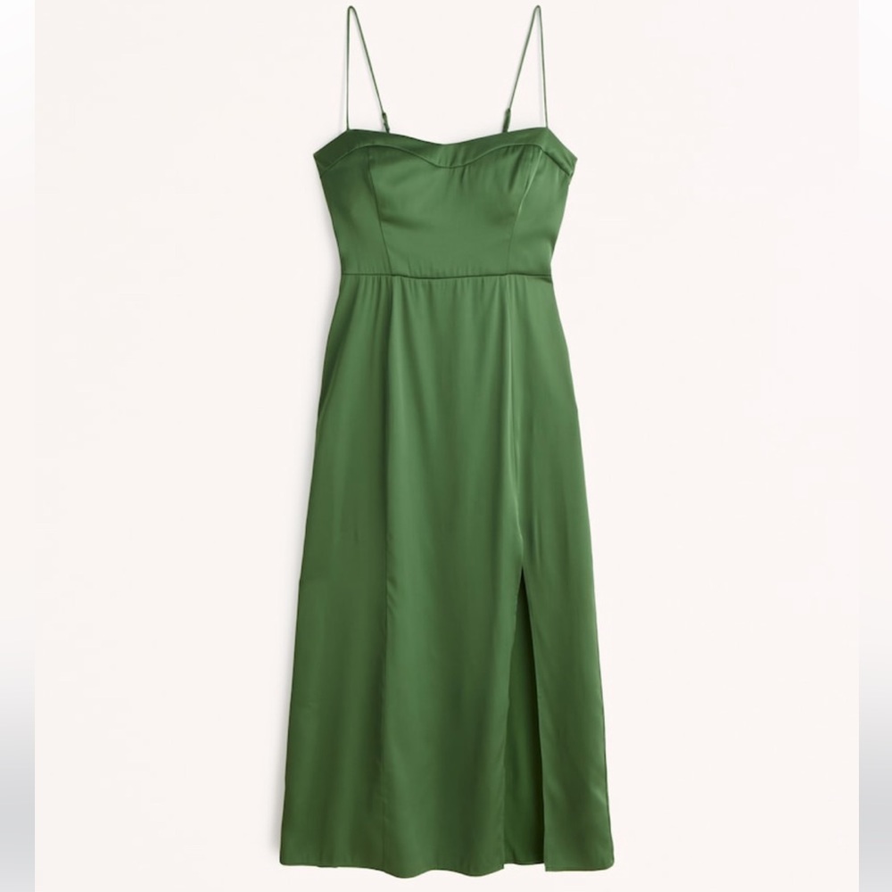 ABERCROMBIE Satin High-Slit Midi Dress